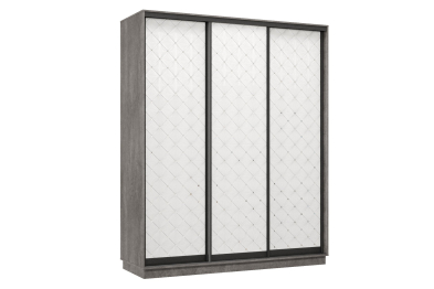 Шкаф-купе Премьер 24  (01РБ;01РБ;01РБ) фасады ромб белый/трёхдверный/Профиль чёрный муар