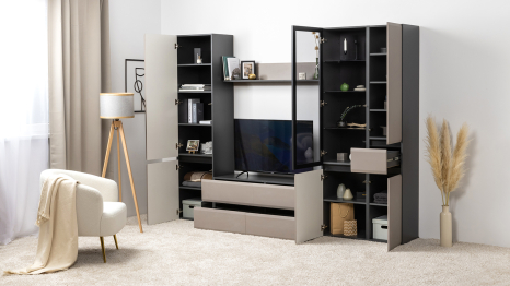 Полка Сидней 16.486, антрацит, веллюто капучино