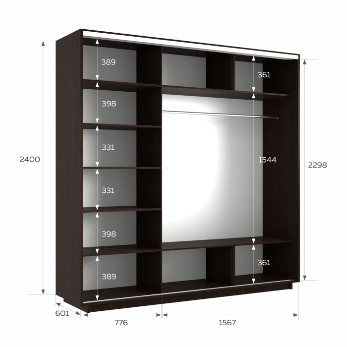 Шкафы-купе 3-х дверные, Шкаф-купе Экспресс 3-х дверный Фотопечать Ленты Стекла 240х60х240