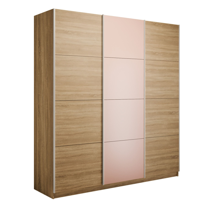 Шкафы-купе 3-х дверные, Шкаф-купе Прайм 3-х дверный Стекла пудра/ДСП/Доводчики 180х57х230