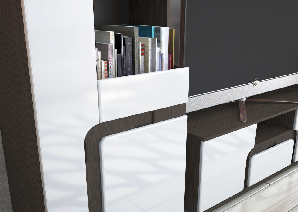 Стенки для гостиной, Гостиная МДФ Марсель (венге / белый гл ) без шкафа