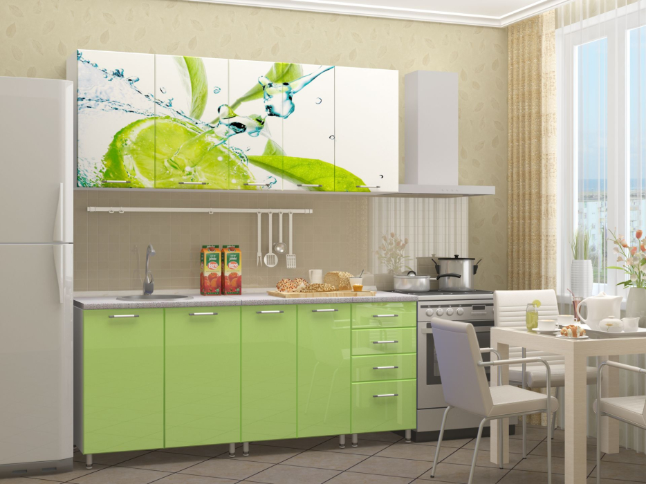 Кухня, Кухня МДФ Лайм 1.8 м, фотопечать