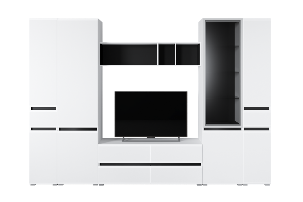 Настенные полки, Полка Сидней 15.57, белый премиум, черный