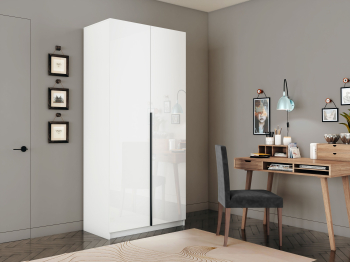 Шкаф распашной Е1 Локер 101x52.5x220 см, с белым стеклом и модулем