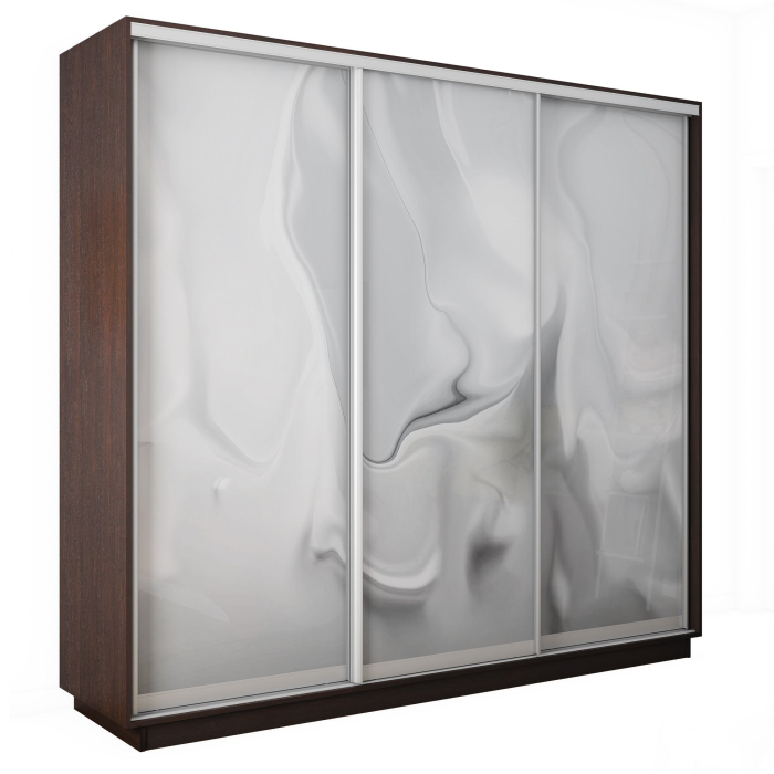 Шкафы-купе 3-х дверные, Шкаф-купе Экспресс 3-х дверный Фотопечать Шелк Стекла 240х45х240