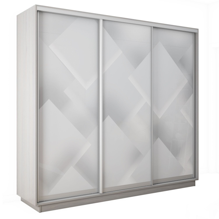Шкафы-купе 3-х дверные, Шкаф-купе Экспресс 3-х дверный Фотопечать Квадрат Стекла 210х45х240