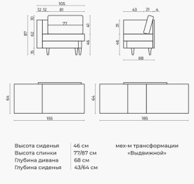 Кушетка Джина, угол левый