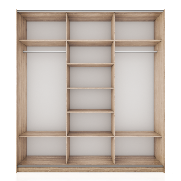 Шкафы-купе 3-х дверные, Шкаф-купе Прайм 3-х дверный Стекла белые/ДСП/Доводчики 210х57х230