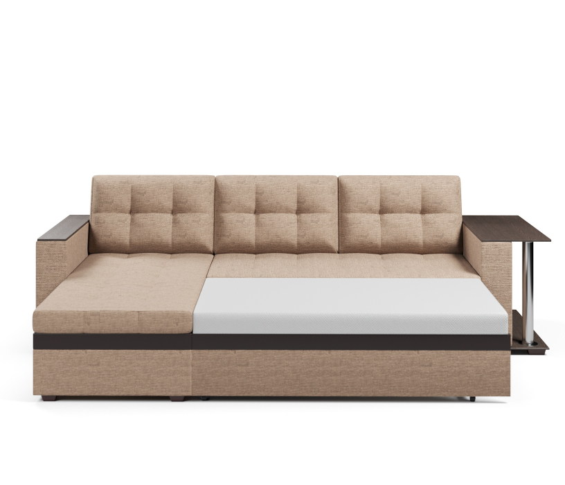 Диваны угловые, Диван-кровать угловой Атланта со столом дельфин,рогожка+экокожа