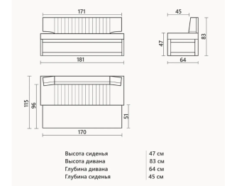 Прямой кухонный диван Парус 181 Дуб крафт белый