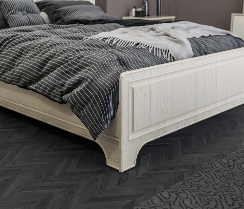 Кровати 160 см, Кровать (1600) Гранд / Ливерпуль СБ-3530 Дуб Приморский Белый, МДФ Классика Светлый