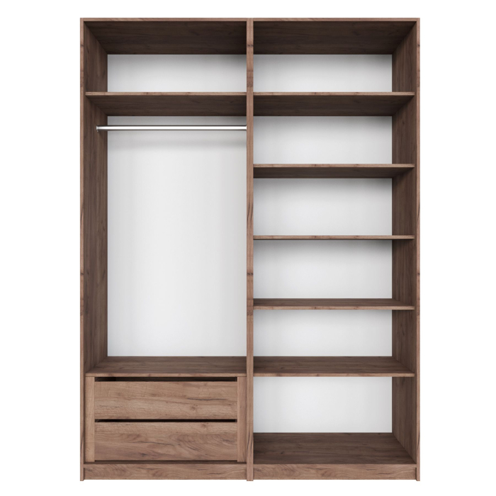 Шкафы распашные, Распашной шкаф Локер 800+800 (Гармошка с системой Push to Move/Левый) с полками и ящиками справа