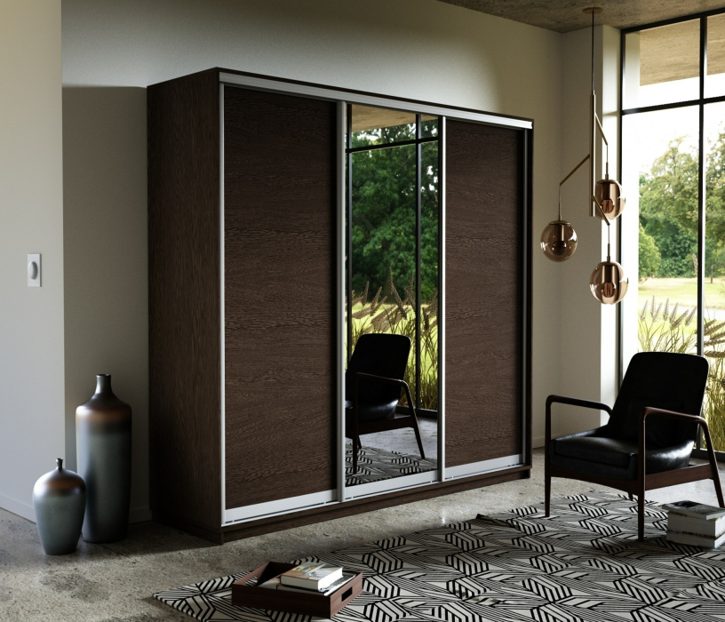 Шкафы-купе, Шкаф-купе Экспресс Медиум (1 зеркало) трио 2400 x 2100 x 600