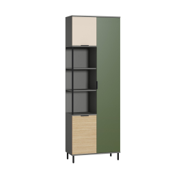 Шкаф комбинированный Марвэл 13.22, темно-серый, сатин, плэйн, дымчатый зеленый