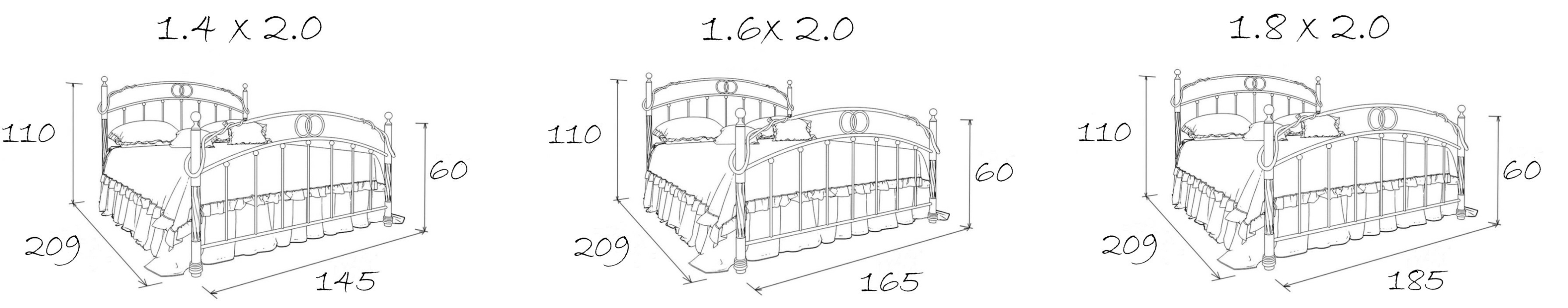 Двуспальные, Кованая кровать Виктория 1.4 с одной спинкой