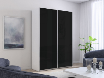 Шкаф-купе Прайм 2-х дверный Стекла черные/Доводчики 160х57х230