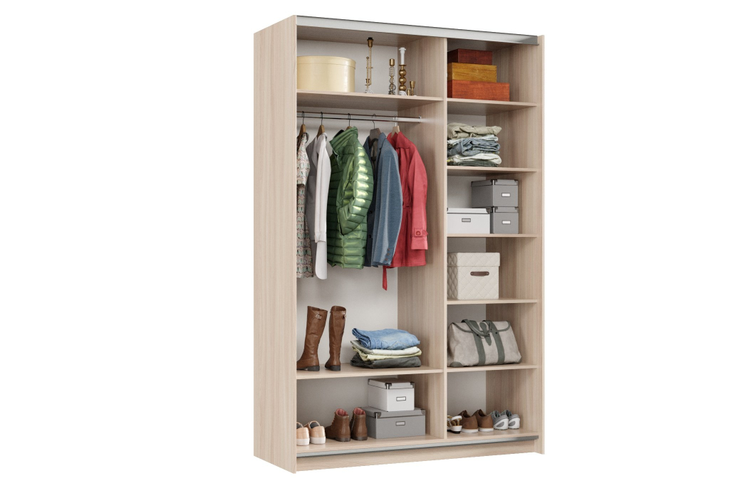 Шкафы-купе 2-х дверные, Шкаф-купе Smart 1422 2х дверный (фасады ЛДСП) профиль серебро