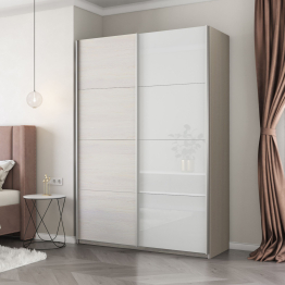 Шкаф-купе Прайм 2-х дверный ДСП/Стекло белое/Доводчики 120х57х230