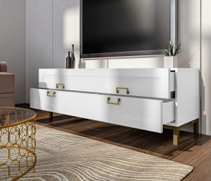 Комплект для гостиной, тумба ТВ и полка, Белый