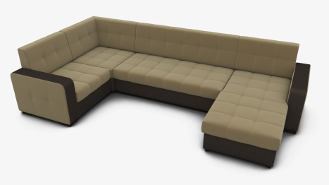 Диван-кровать П-образный Окленд правый велюр + рогожка