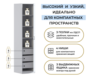 Шкаф однодверный Макс 500 мм, вариант №5 (ЛДСП/МДФ)