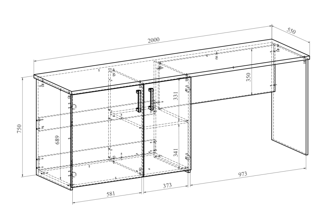 Прямые, Стол с двойной тумбой под холодильник Виктория ВИ-13