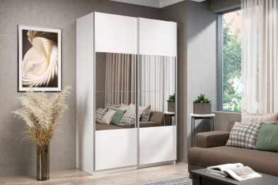 Шкаф-купе Smart 1622 2х дверный (фасады ЛДСП/зеркало) профиль серебро