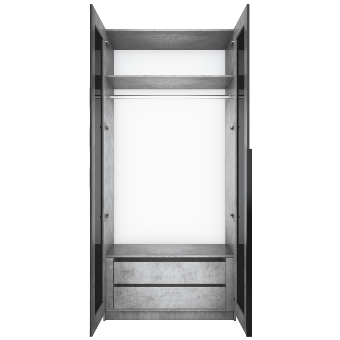 Шкафы распашные, Шкаф распашной Е1 Локер 101x52.5x220 см, с черным стеклом и модулем