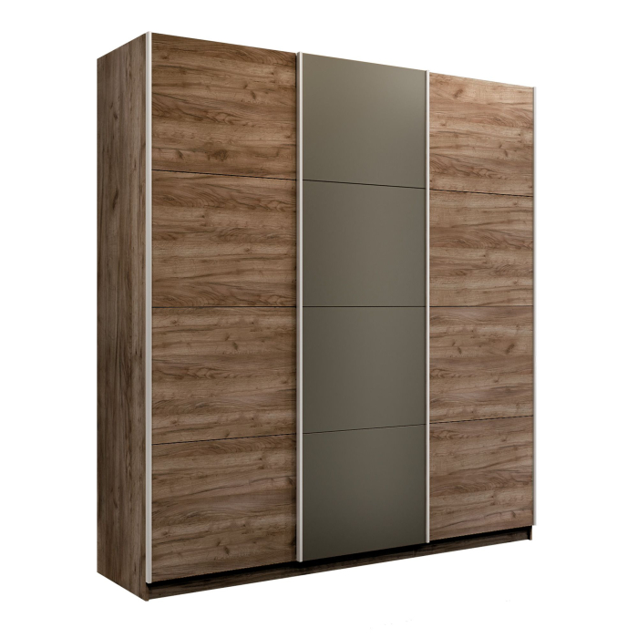 Шкафы-купе 3-х дверные, Шкаф-купе Эста 3-х дверный ДСП/Стекла хаки/Доводчик 270х66х240