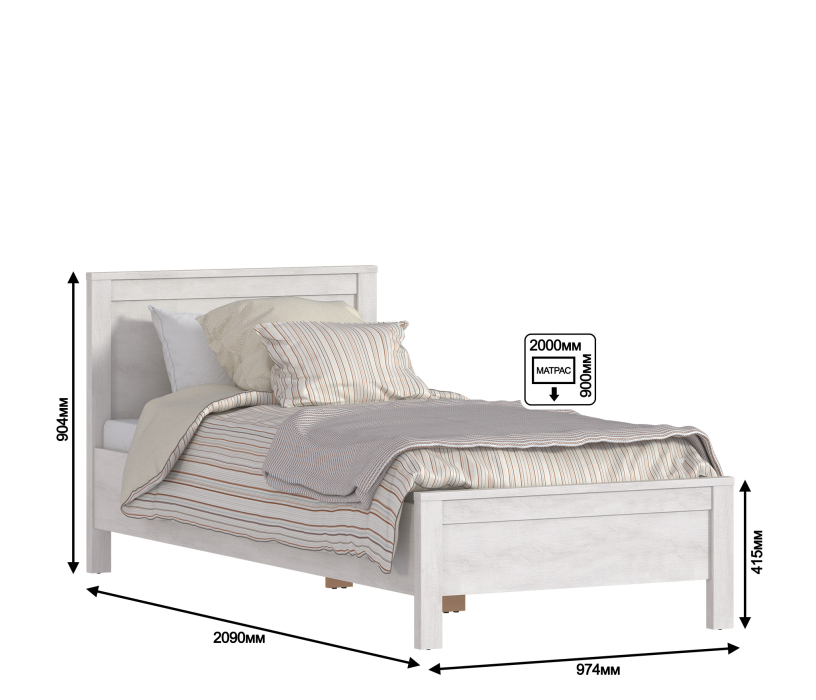 Детские кровати, Кровать Прованс СБ-2563 900 с матрасом Боннет