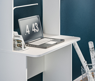 Стеллаж со столом Альфа СБ-3486 Белый