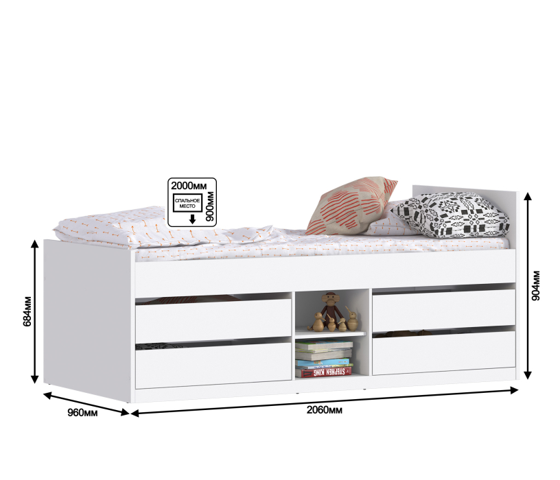 Кровати одноярусные, Терра СБ-3131 Кровать Белый + основание в подарок!