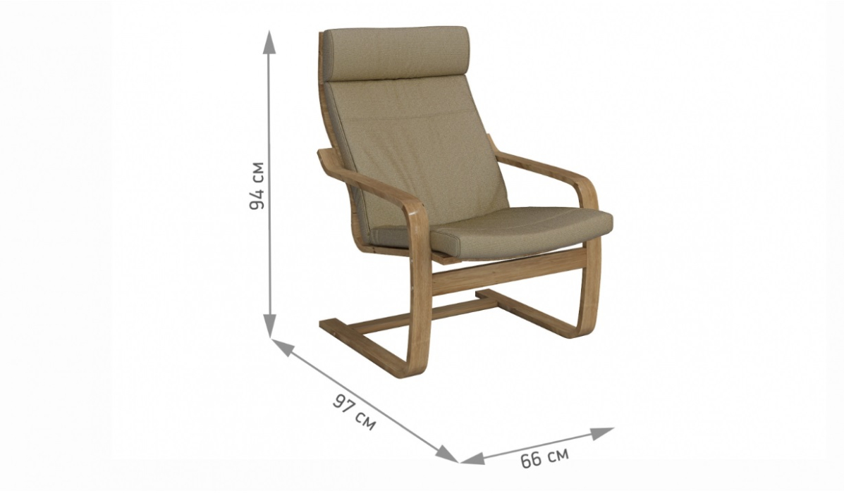 Кресло для отдыха, Кресло Эльба (Чехол с подголовником)  Светлый орех — коричневый