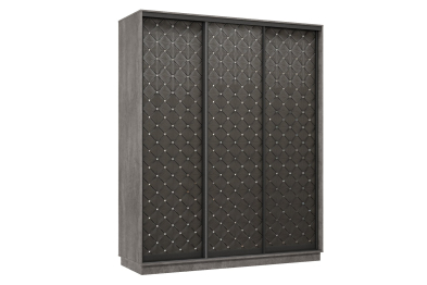 Шкаф-купе Премьер 22 (01РЧ;01РЧ;01РЧ) фасады ромб чёрный/трёхдверный/Профиль чёрный муар