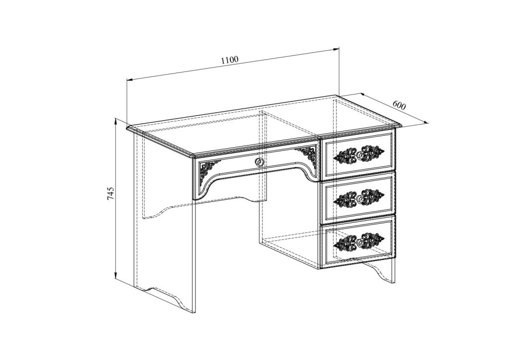 Прямые, Стол письменный правый Ассоль АС-6