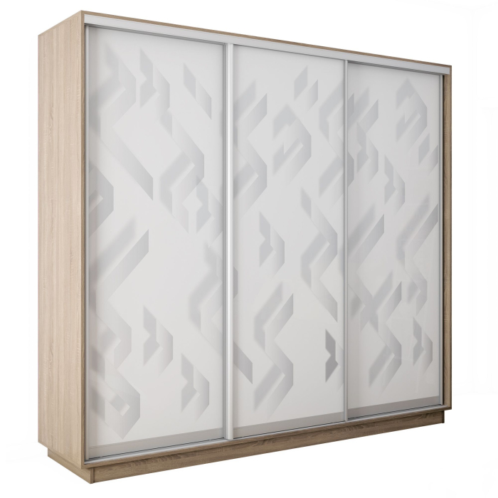 Шкафы-купе 3-х дверные, Шкаф-купе Экспресс 3-х дверный Фотопечать Ленты Стекла 210х45х220