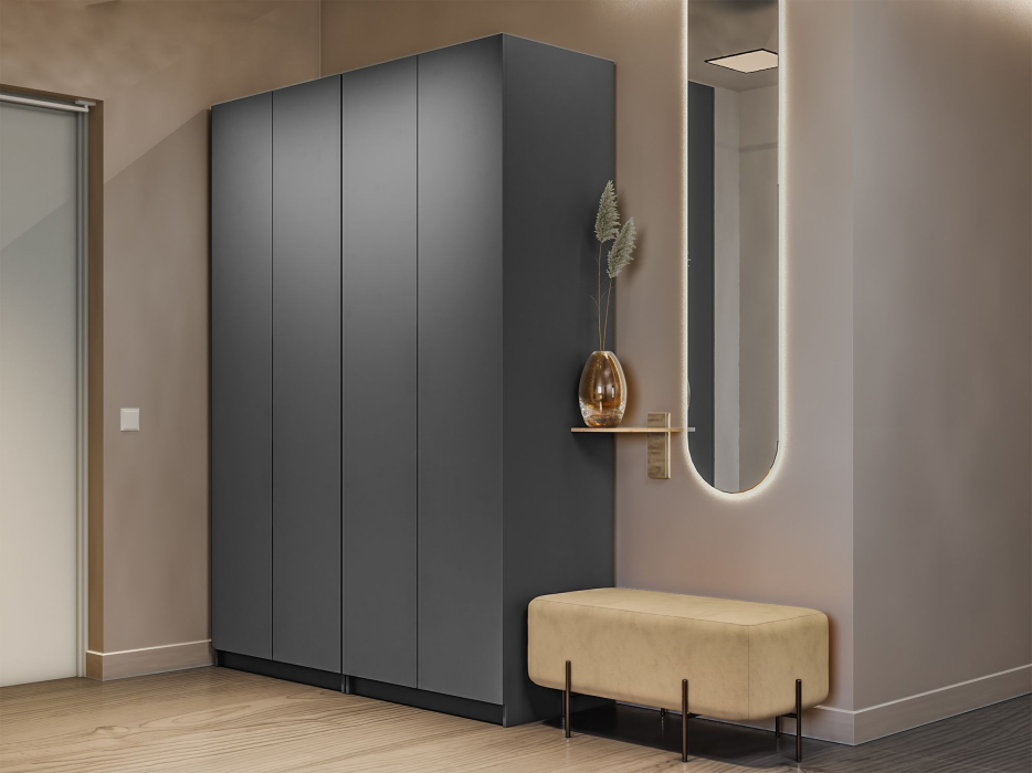 Шкафы распашные, Распашной шкаф Локер 800+800 (Гармошка с системой Push to Move/Левый) с полками