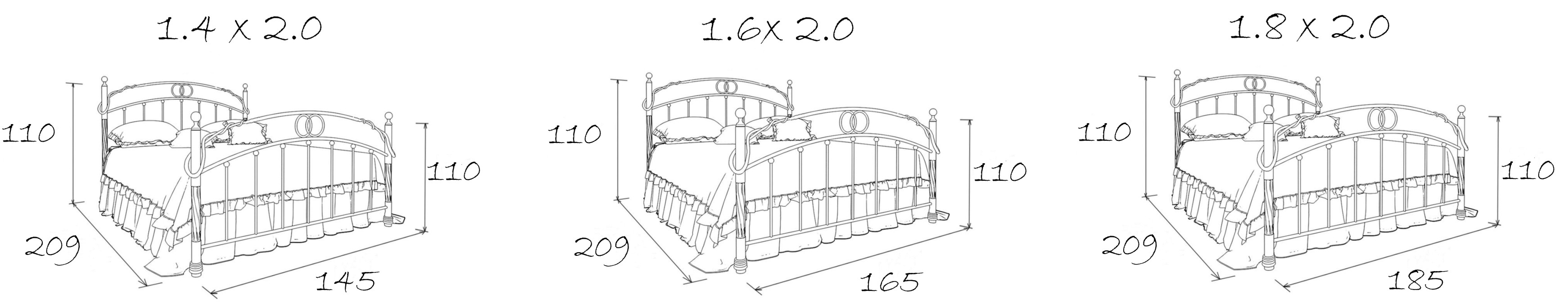 Кованые кровати, Кованая кровать Сандра1.8 с двумя спинками