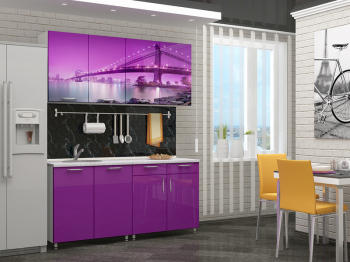 Кухня МДФ Бридж 1.6 м, фотопечать (2 ящика)