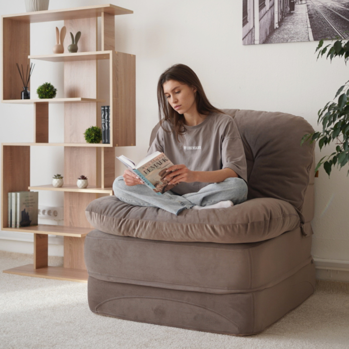 Детские диваны, Бескаркасное кресло-кровать Клиффорд 900*950мм  велюр