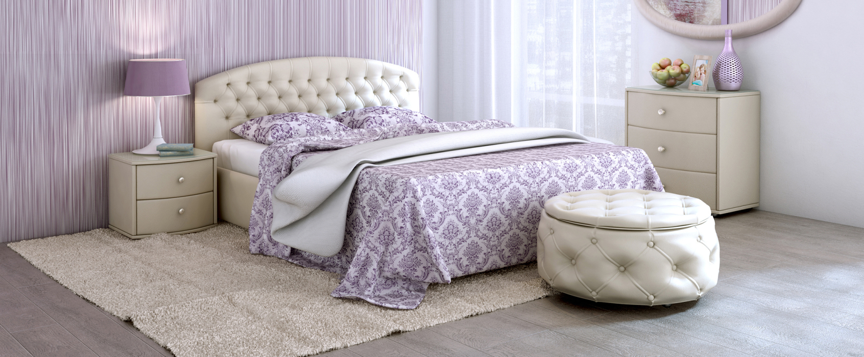 Двуспальные, Кровать с мягким изголовьем Пальмира, ПМ с 1 ящиком, экокожа, 140*200