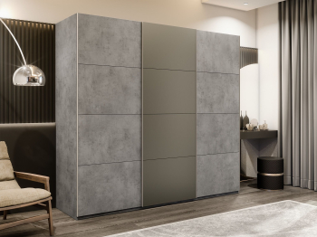 Шкаф-купе Эста 3-х дверный ДСП/Стекла хаки/Доводчик 240х66х240