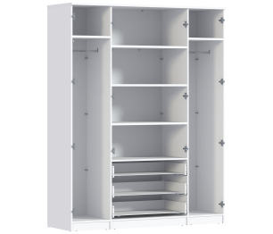 Шкаф 4х дверный с зеркалами Николь СБ-2595/1 Белый