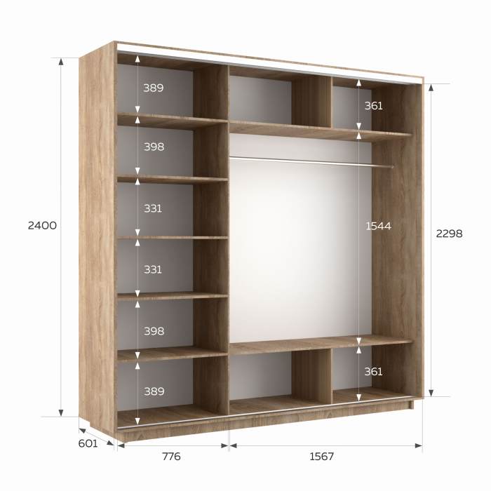 Шкафы-купе 3-х дверные, Шкаф-купе Экспресс 3-х дверный Фотопечать Шелк Стекла 240х60х240