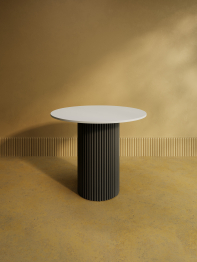 Стол круглый обеденный с чёрным металлическим подстольем TRUBIS Wood L 90 