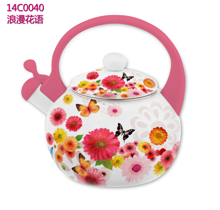 Посуда, Чайник эм. 2,0л, со свистком на ручке, розов. Симфония FT7-SM