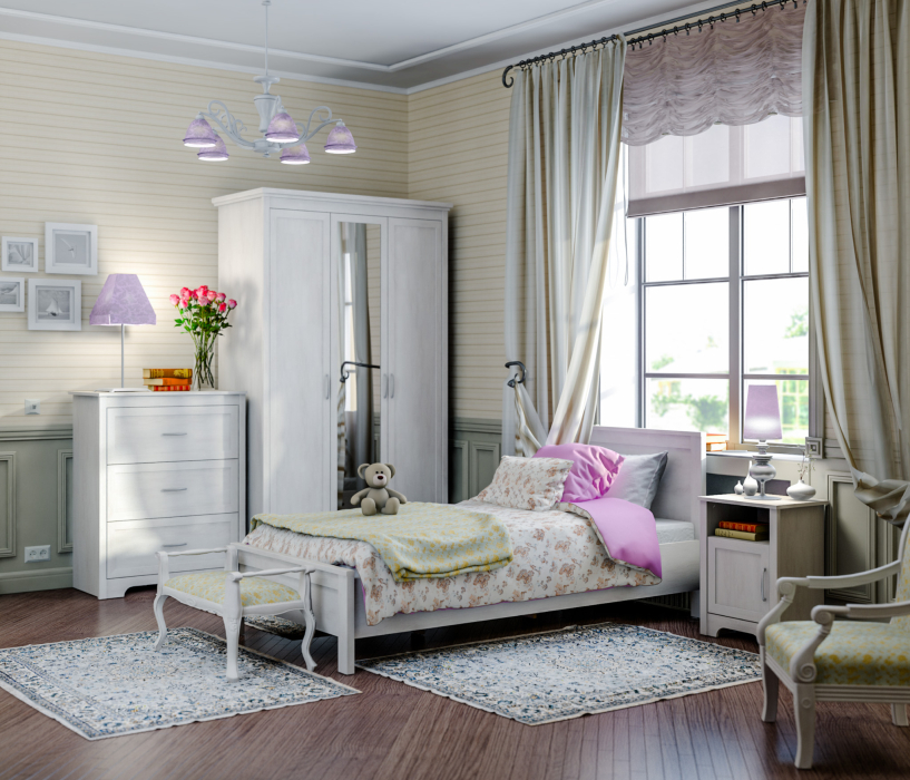 Детские кровати, Кровать Прованс СБ-2563 900 с матрасом Боннет