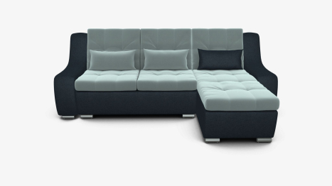 Угловой диван Аджио 2-х местный с оттоманкой с подлокотниками велюр + рогожка