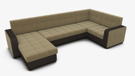 Диван-кровать П-образный Окленд левый велюр + рогожка