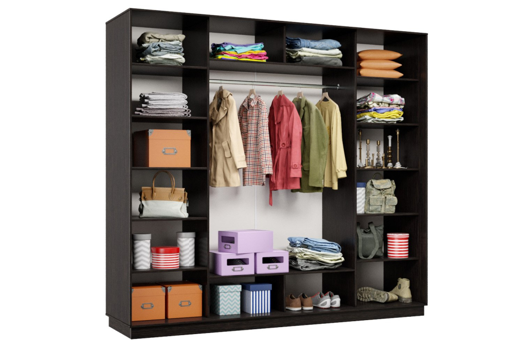 Шкафы-купе 3-х дверные, Шкаф-купе Премьер 60 (11ЗГ;11ЗГ;11ЗГ) фасады зеркало графит/трёхдверный/Профиль чёрный муар